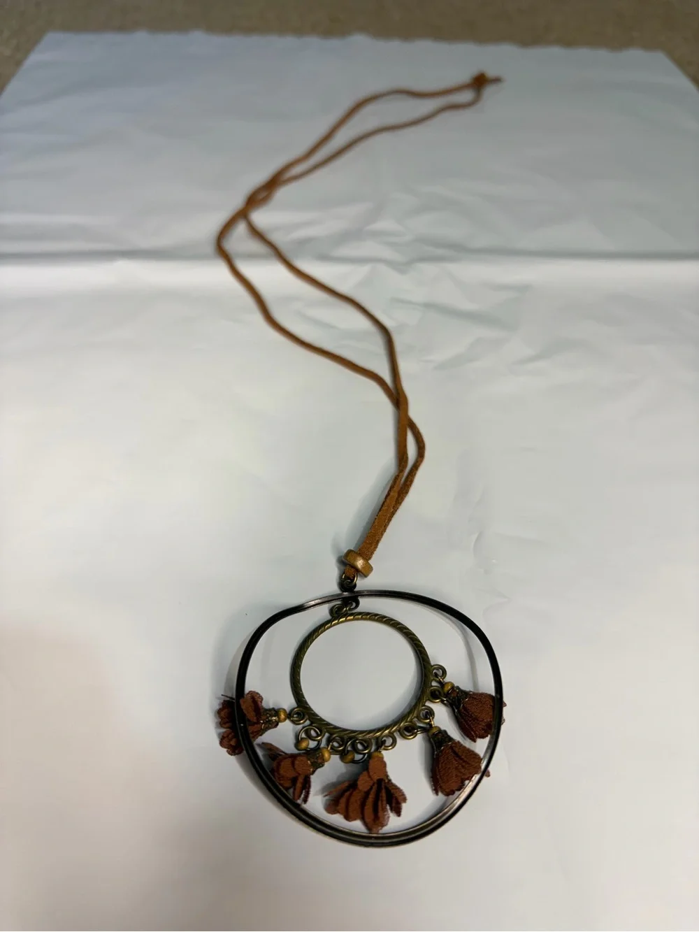 Boho Brown Tassel Pendant Necklace